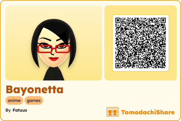 Bayonetta, a female Mii  with tags: anime, games