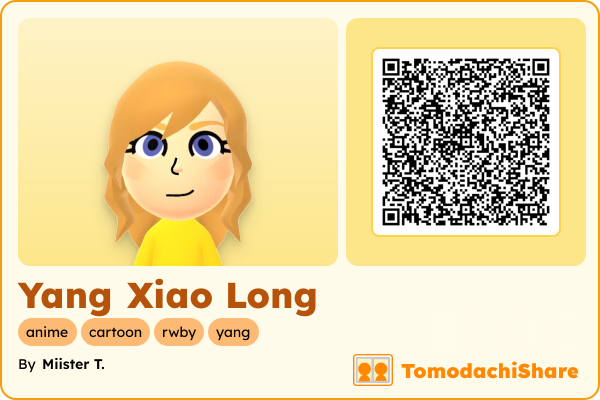 Yang Xiao Long, a female Mii  with tags: anime, cartoon, rwby, yang