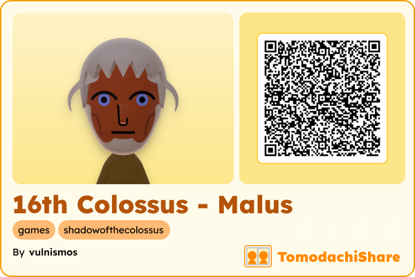 16th Colossus - Malus, a male Mii  with tags: games, shadowofthecolossus
