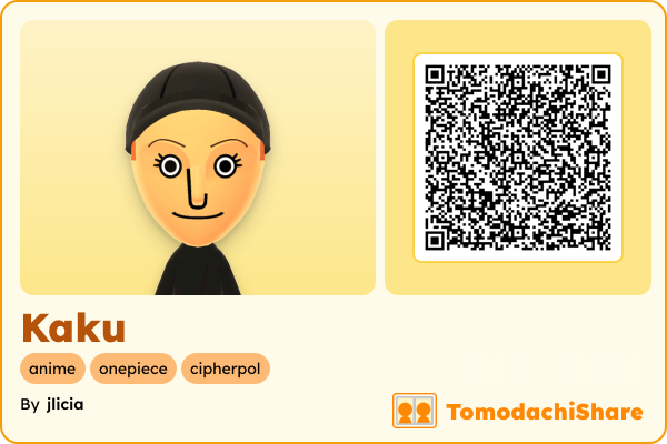 Kaku, a male Mii  with tags: anime, onepiece, cipherpol