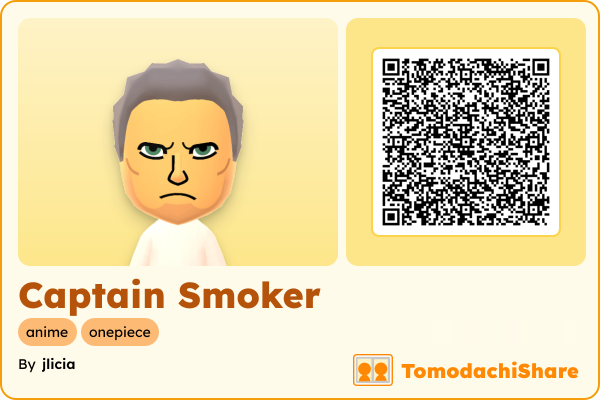 Captain Smoker, a male Mii  with tags: anime, onepiece