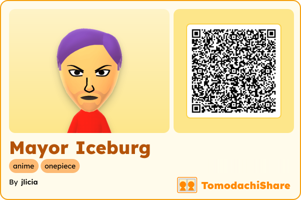 Mayor Iceburg, a male Mii  with tags: anime, onepiece