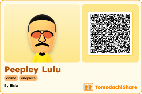 Peepley Lulu, a male Mii  with tags: anime, onepiece