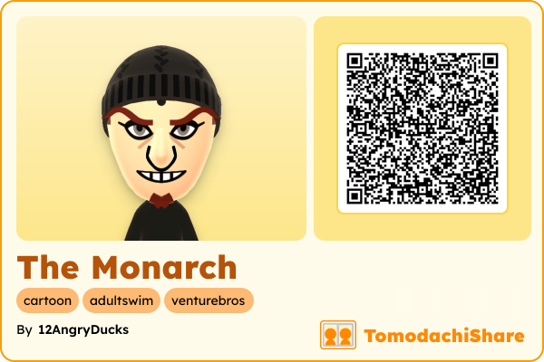 The Monarch, a male Mii  with tags: cartoon, adultswim, venturebros