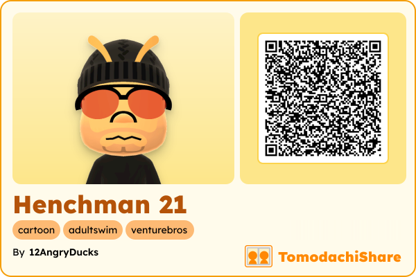 Henchman 21, a male Mii  with tags: cartoon, adultswim, venturebros