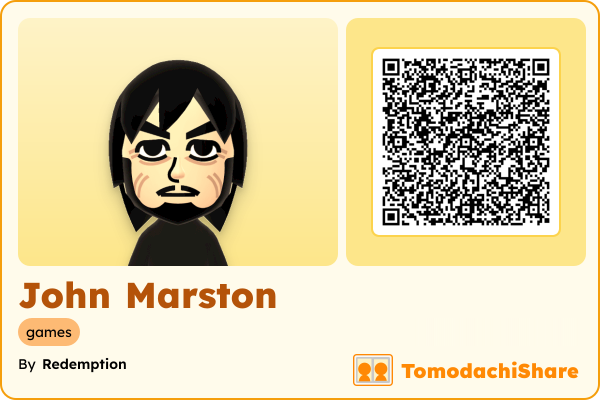 John Marston, a male Mii  with tags: games