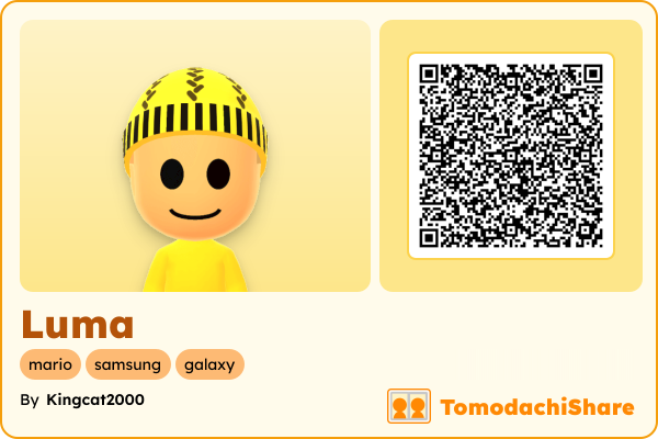 Luma, a male Mii  with tags: mario, samsung, galaxy