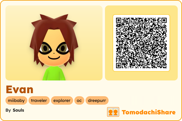 Evan, a male Mii  with tags: miibaby, traveler, explorer, oc, dreepurr