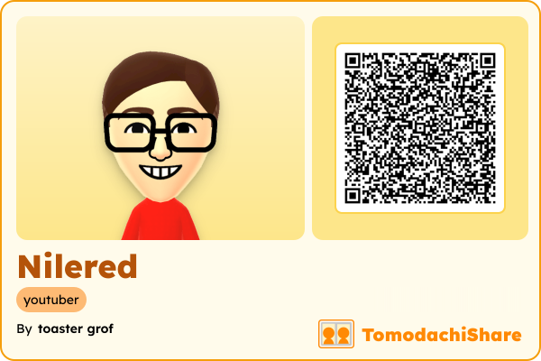 Nilered, a male Mii  with tags: youtuber