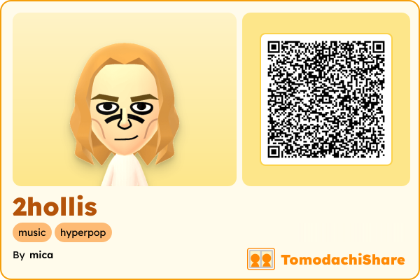 2hollis, a male Mii  with tags: music, hyperpop