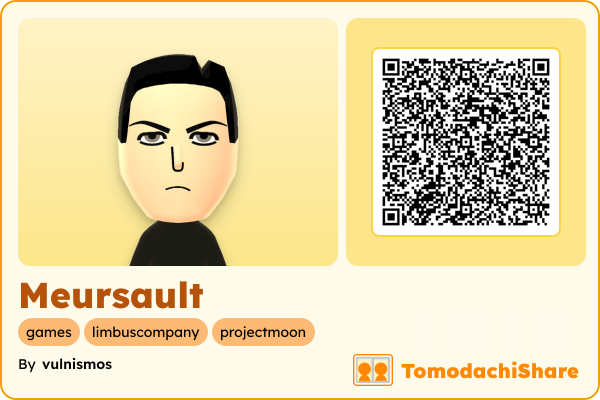 Meursault, a male Mii  with tags: games, limbuscompany, projectmoon