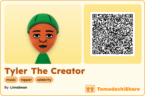 Tyler The Creator, a male Mii  with tags: music, rapper, celebrity