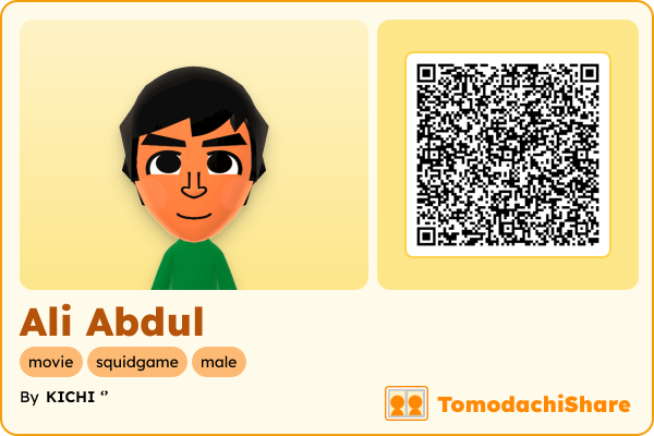 Ali Abdul, a male Mii  with tags: movie, squidgame, male