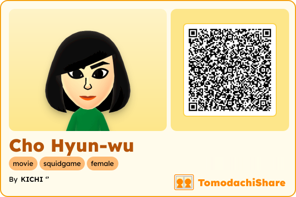 Cho Hyun-wu, a female Mii  with tags: movie, squidgame, female