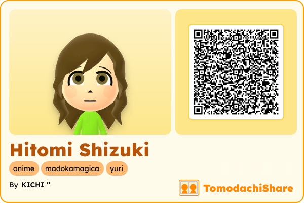 Hitomi Shizuki, a male Mii  with tags: anime, madokamagica, yuri