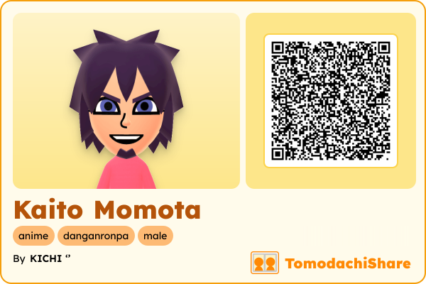 Kaito Momota, a male Mii  with tags: anime, danganronpa, male