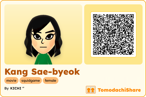 Kang Sae-byeok, a female Mii  with tags: movie, squidgame, female