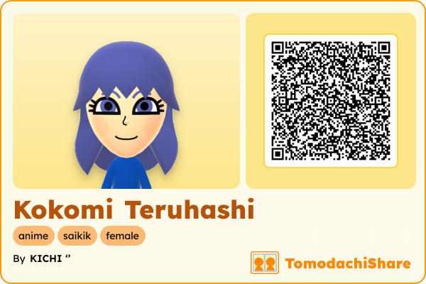 Kokomi Teruhashi, a female Mii  with tags: anime, saikik, female