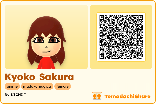 Kyoko Sakura, a female Mii  with tags: anime, madokamagica, female
