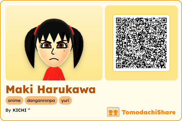 Maki Harukawa, a male Mii  with tags: anime, danganronpa, yuri