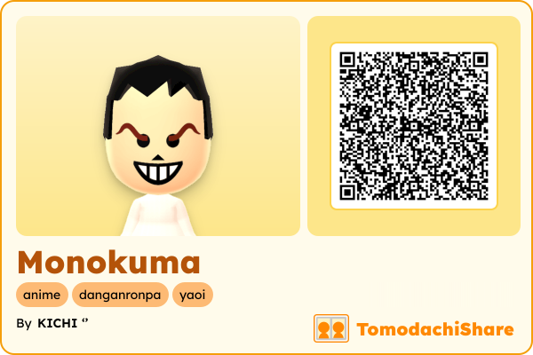 Monokuma, a female Mii  with tags: anime, danganronpa, yaoi