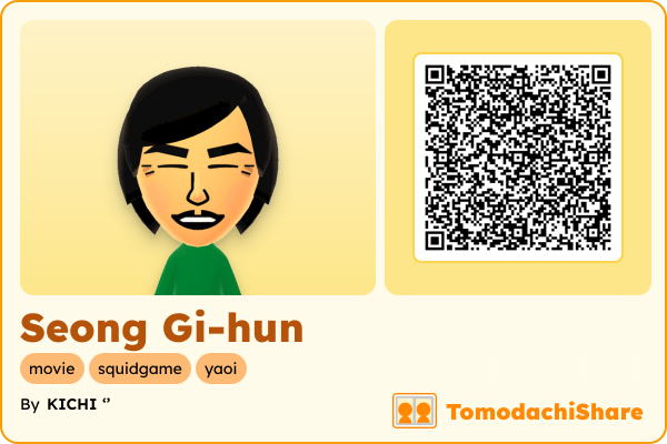 Seong Gi-hun, a female Mii  with tags: movie, squidgame, yaoi