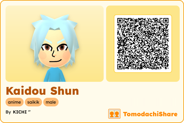 Kaidou Shun, a female Mii  with tags: anime, saikik, male