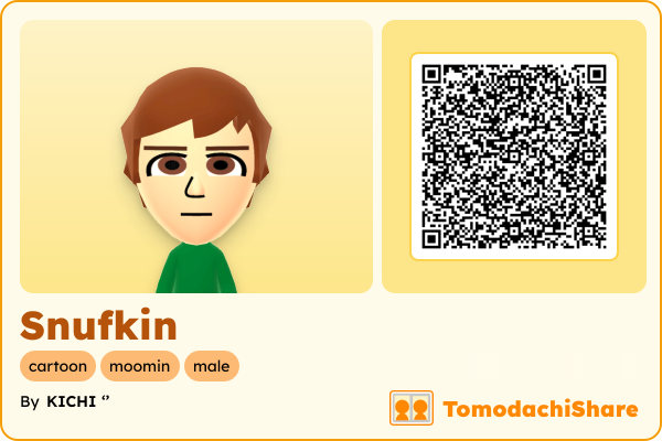 Snufkin, a male Mii  with tags: cartoon, moomin, male