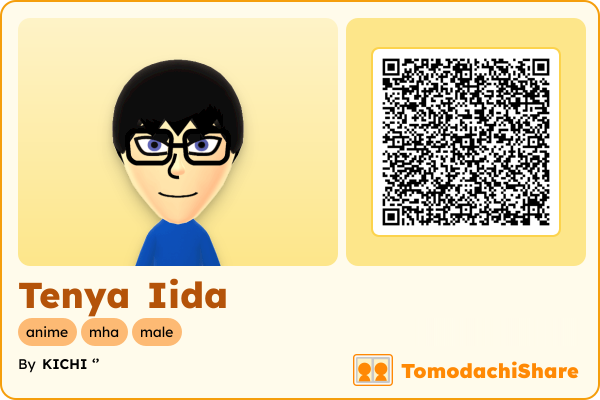 Tenya Iida, a male Mii  with tags: anime, mha, male