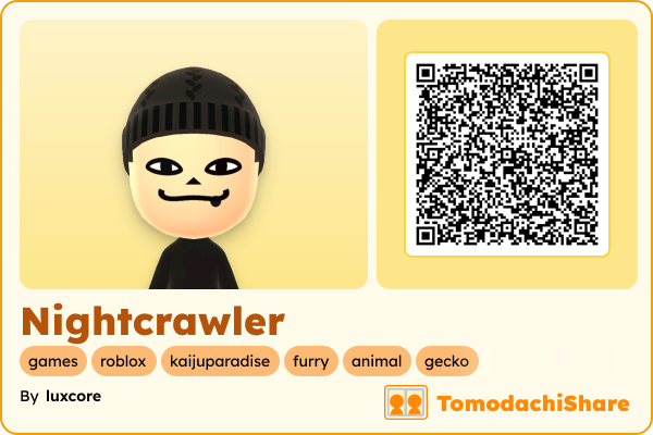 Nightcrawler, a male Mii  with tags: games, roblox, kaijuparadise, furry, animal, gecko