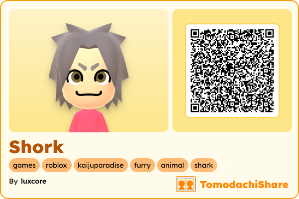 Shork, a male Mii  with tags: games, roblox, kaijuparadise, furry, animal, shark