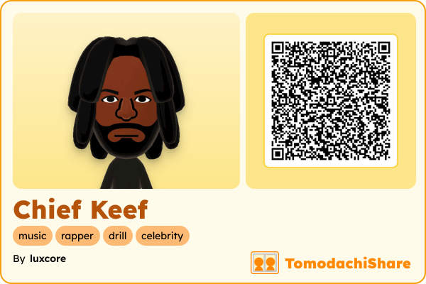 Chief Keef, a male Mii  with tags: music, rapper, drill, celebrity