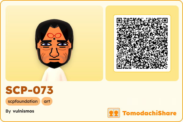 SCP-073, a male Mii  with tags: scpfoundation, art