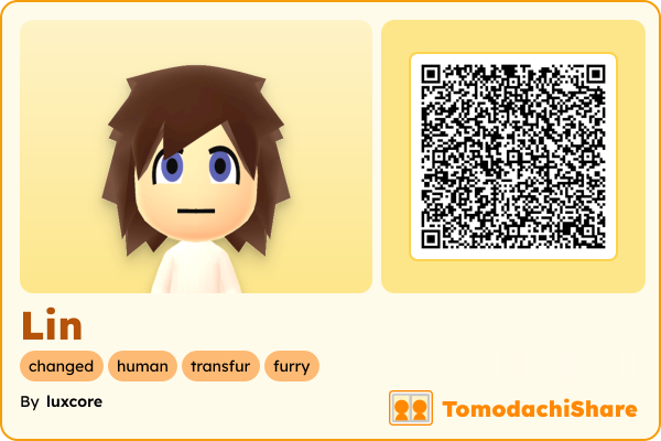Lin, a male Mii  with tags: changed, human, transfur, furry