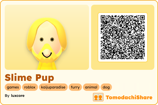 Slime Pup, a female Mii  with tags: games, roblox, kaijuparadise, furry, animal, dog