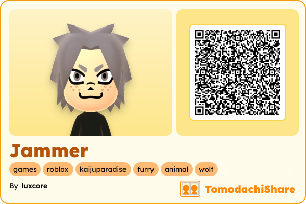 Jammer, a male Mii  with tags: games, roblox, kaijuparadise, furry, animal, wolf