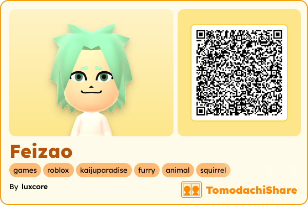 Feizao, a female Mii  with tags: games, roblox, kaijuparadise, furry, animal, squirrel