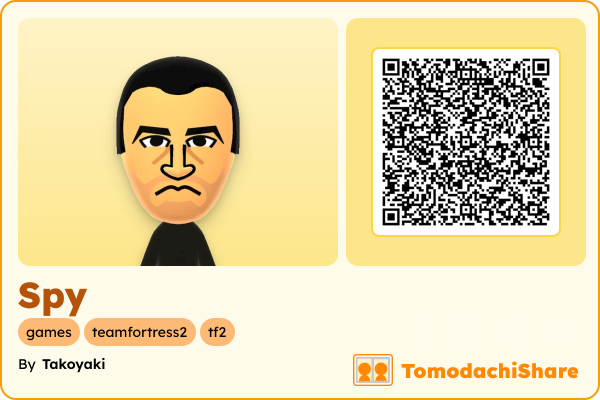 Spy, a male Mii  with tags: games, teamfortress2, tf2
