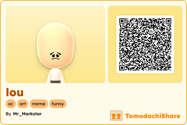 lou, a male Mii  with tags: oc, art, meme, funny