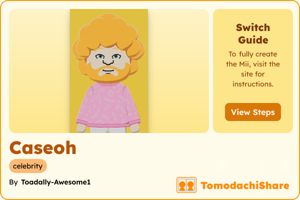 Caseoh, a male Mii  with tags: celebrity