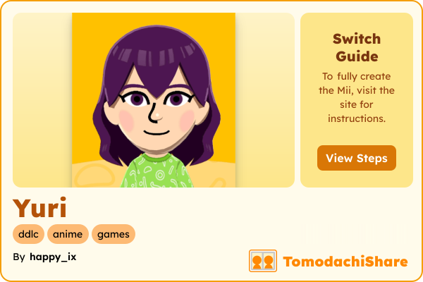 Yuri, a female Mii  with tags: ddlc, anime, games