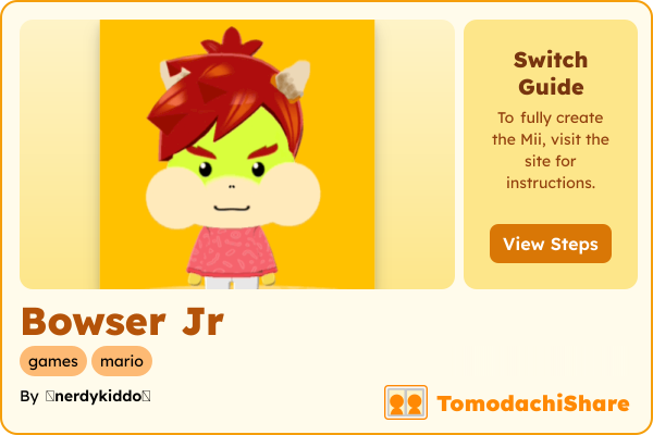 Bowser  Jr, a male Mii  with tags: games, mario