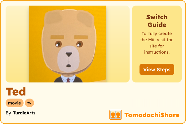 Ted, a male Mii  with tags: movie, tv