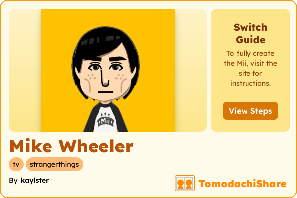 Mike Wheeler, a male Mii  with tags: tv, strangerthings