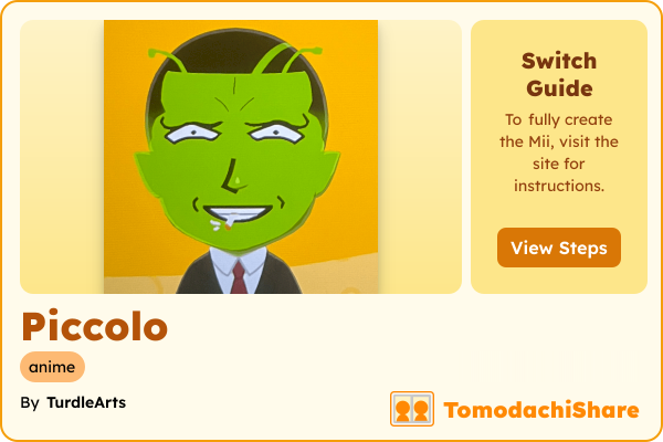 Piccolo, a nonbinary Mii  with tags: anime