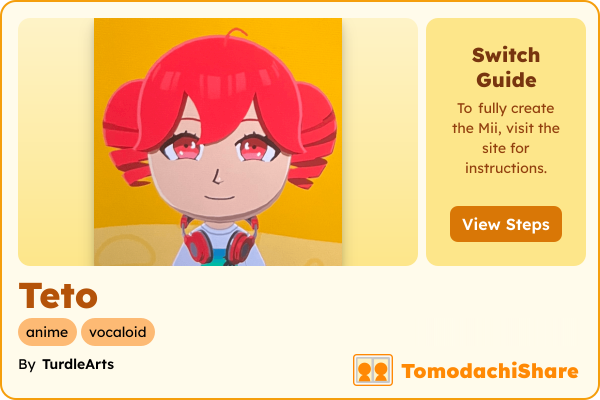Teto, a female Mii  with tags: anime, vocaloid