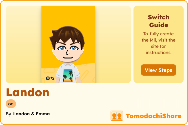 Landon, a male Mii  with tags: oc