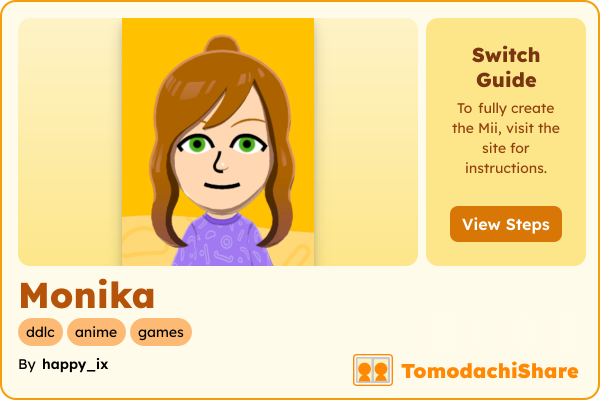Monika, a female Mii  with tags: ddlc, anime, games
