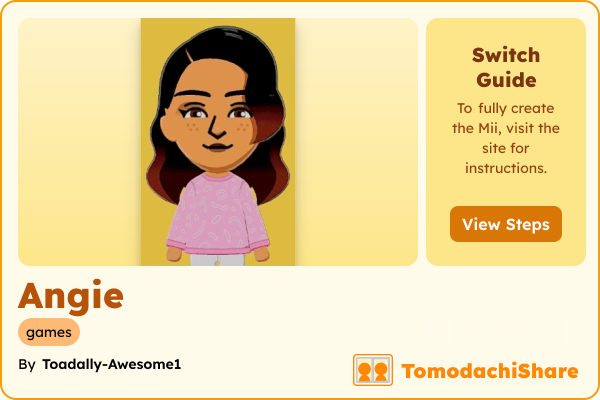 Angie, a female Mii  with tags: games