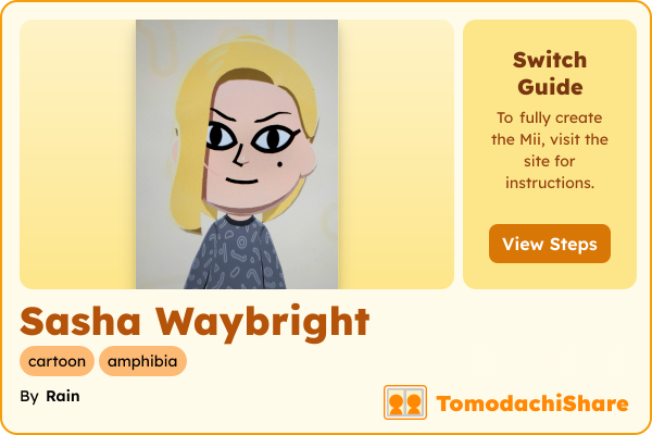 Sasha Waybright, a female Mii  with tags: cartoon, amphibia